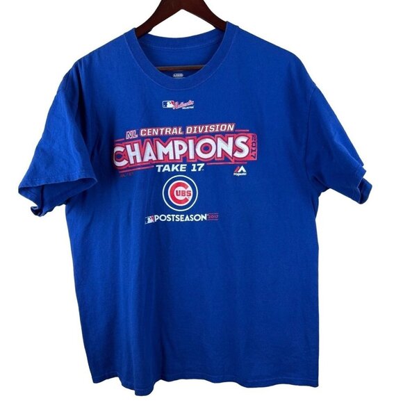 Majestic Chicago Cubs NL Central Champions 2017 Short Sleeve T-Shirt Men's XL - Picture 1 of 6